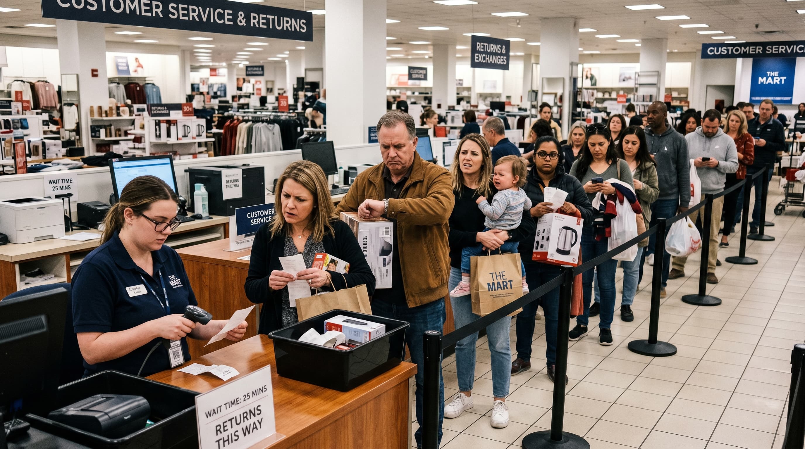 Long manual returns line